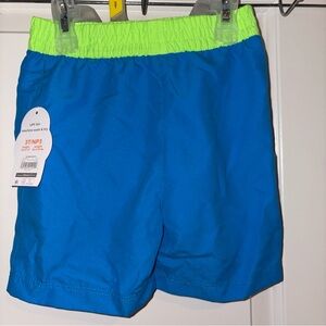 Vibrant Blue and Neon Green Kids Shorts
